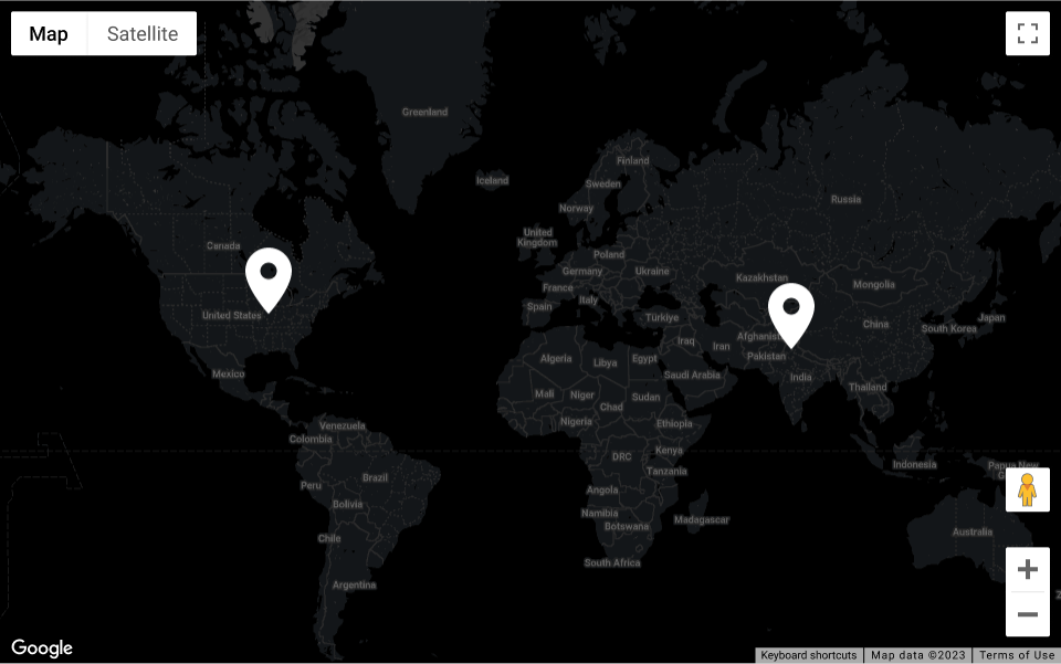 locations on the map